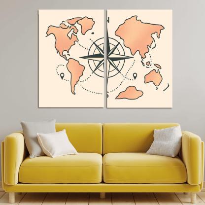 Compass Of Floating Continents custom paintings frame
