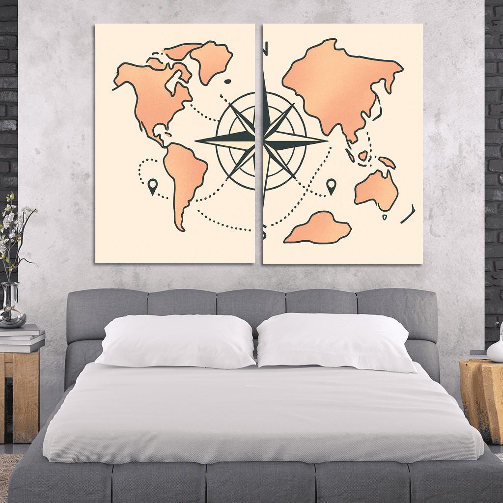 Compass Of Floating Continents custom paintings frame