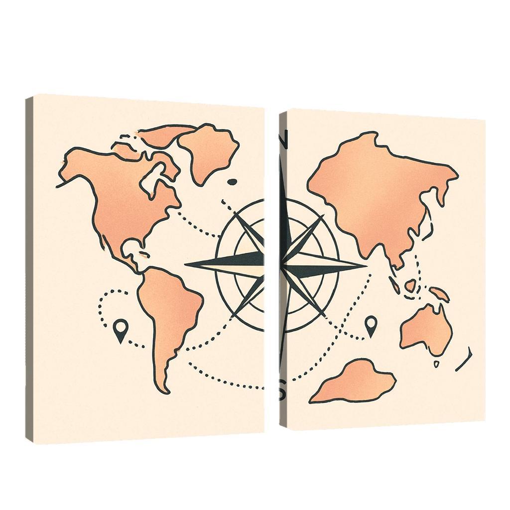 Compass Of Floating Continents custom paintings frame