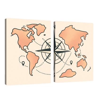 Compass Of Floating Continents custom paintings frame