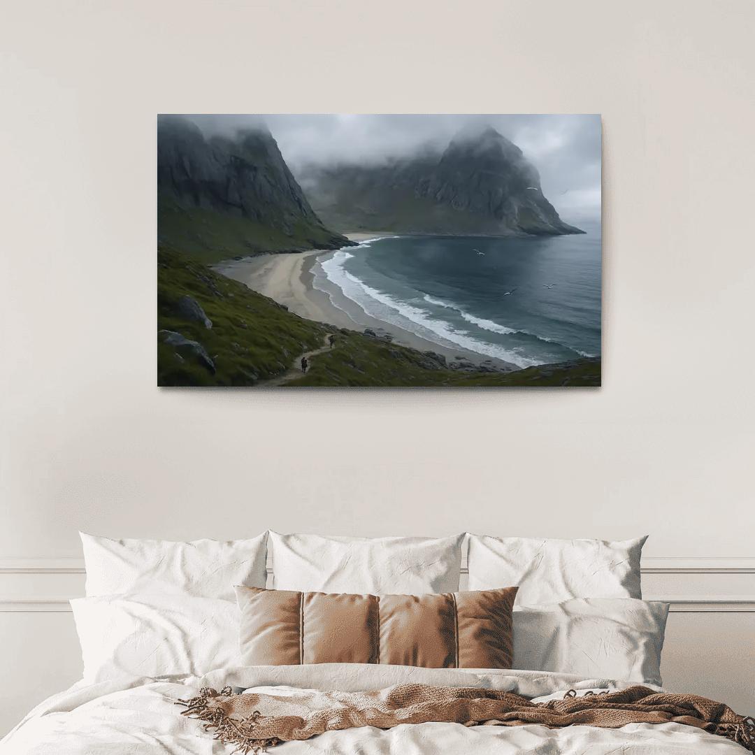 Kvalvika Fjord Cove Beach Trek custom paintings frame