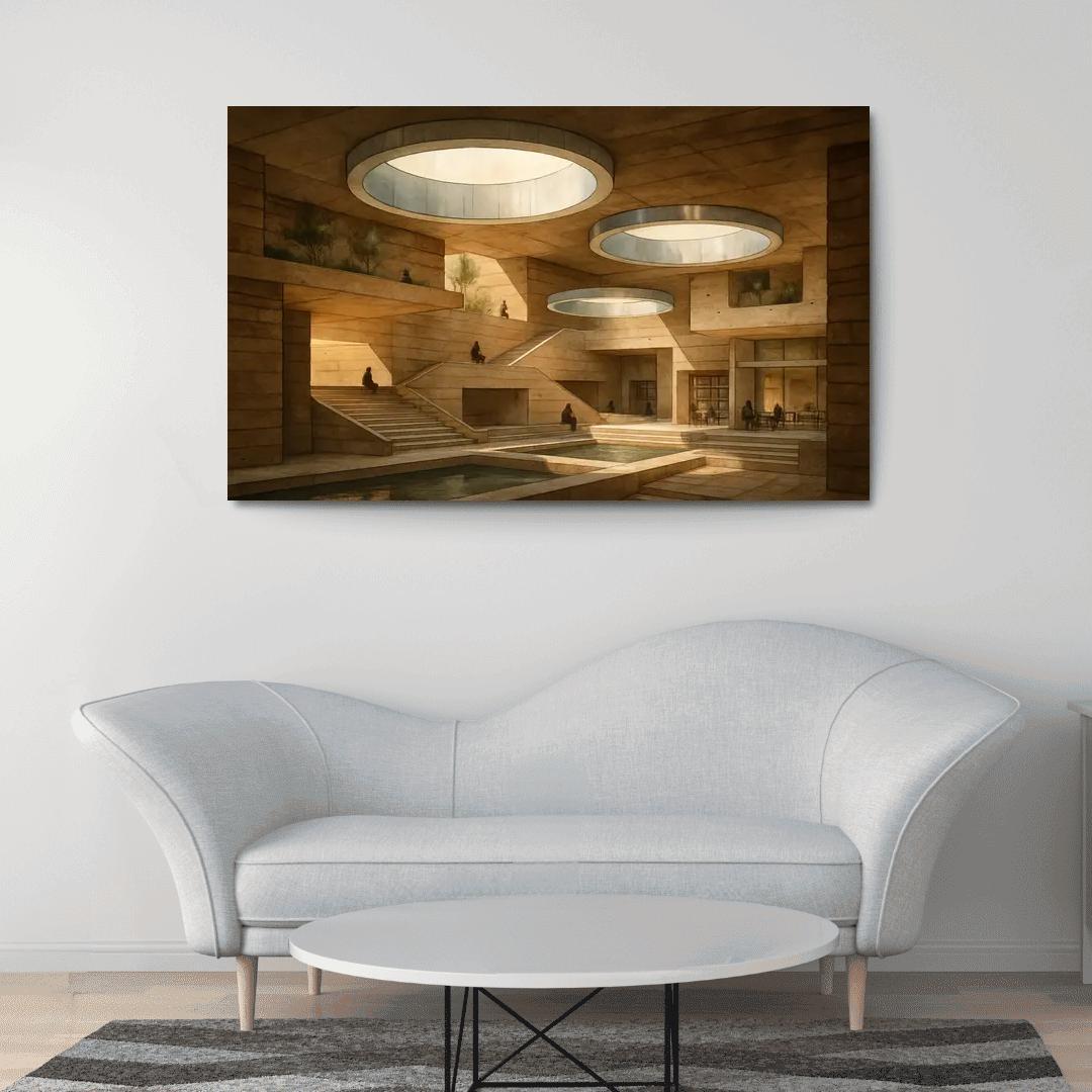 Subterranean Light Wells Civic Labyrinth abstract paintings frame