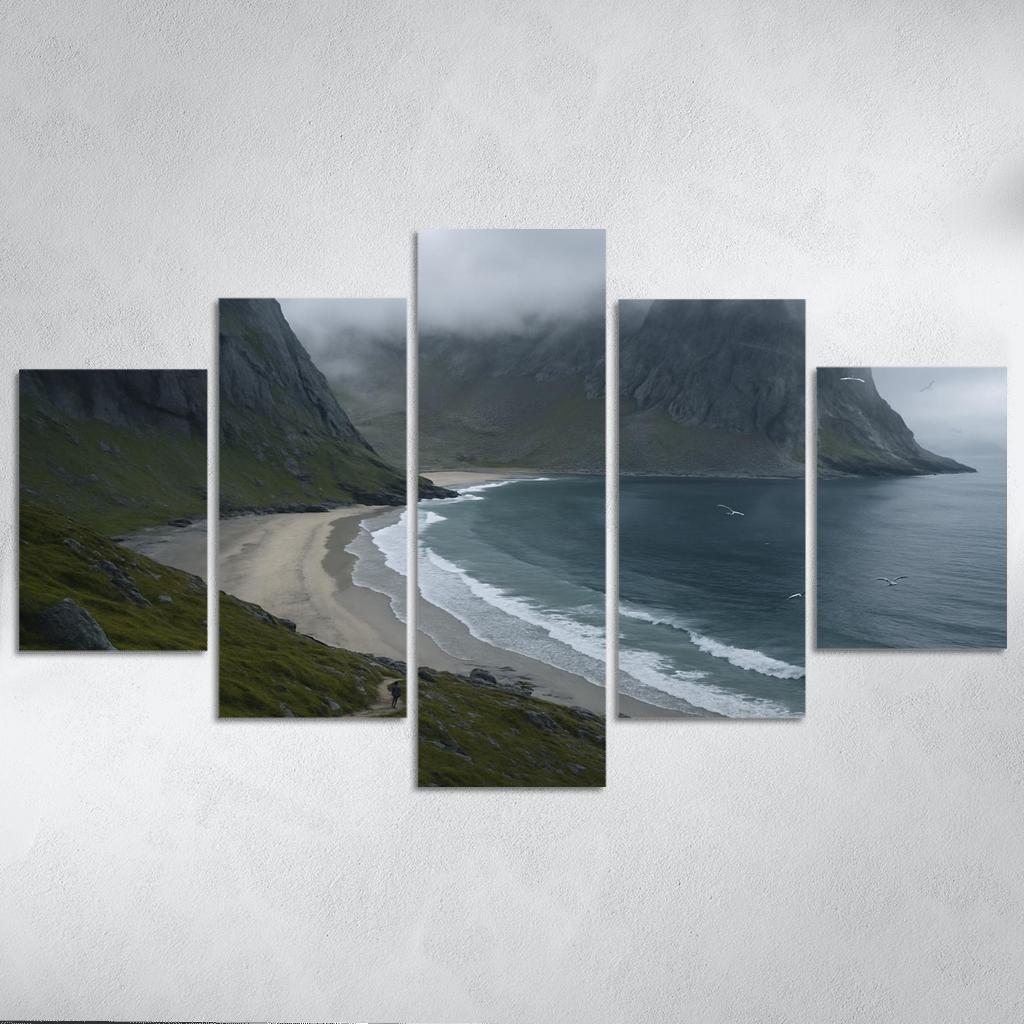 Kvalvika Fjord Cove Beach Trek custom paintings frame