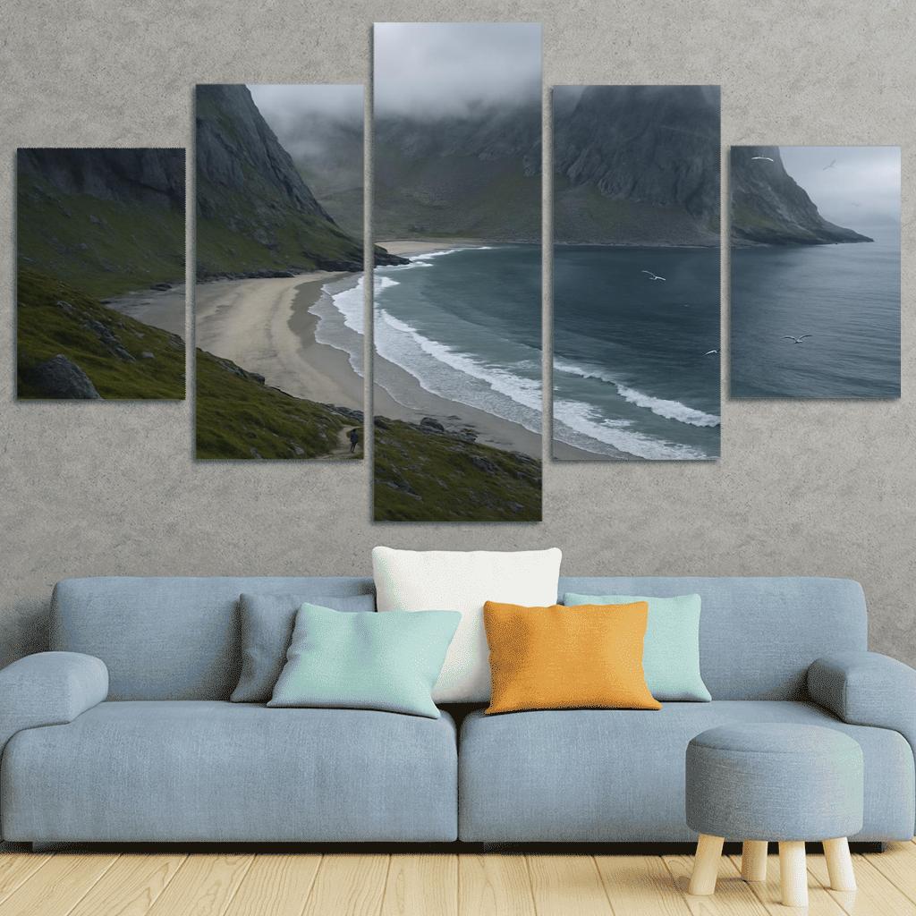 Kvalvika Fjord Cove Beach Trek custom paintings frame