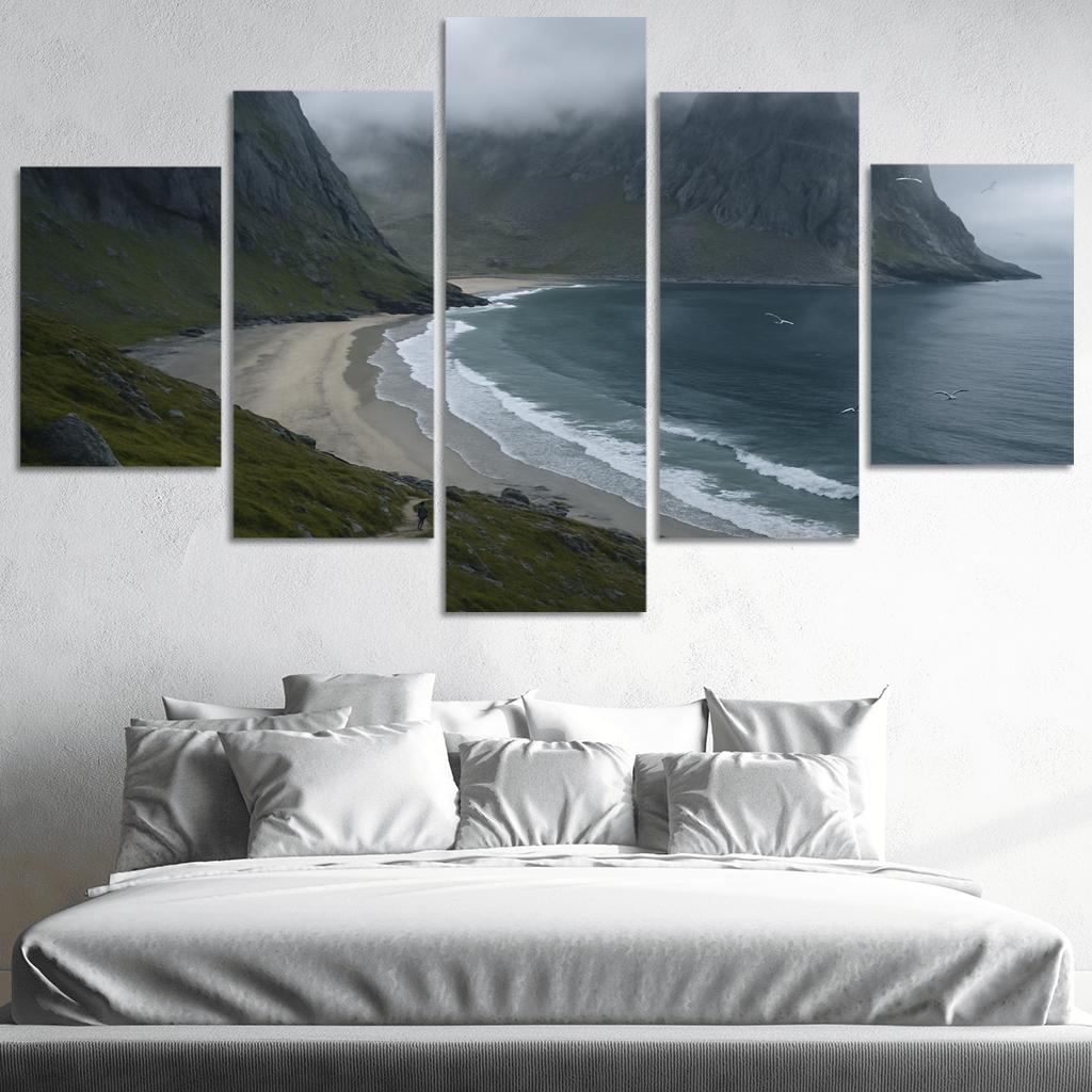 Kvalvika Fjord Cove Beach Trek custom paintings frame