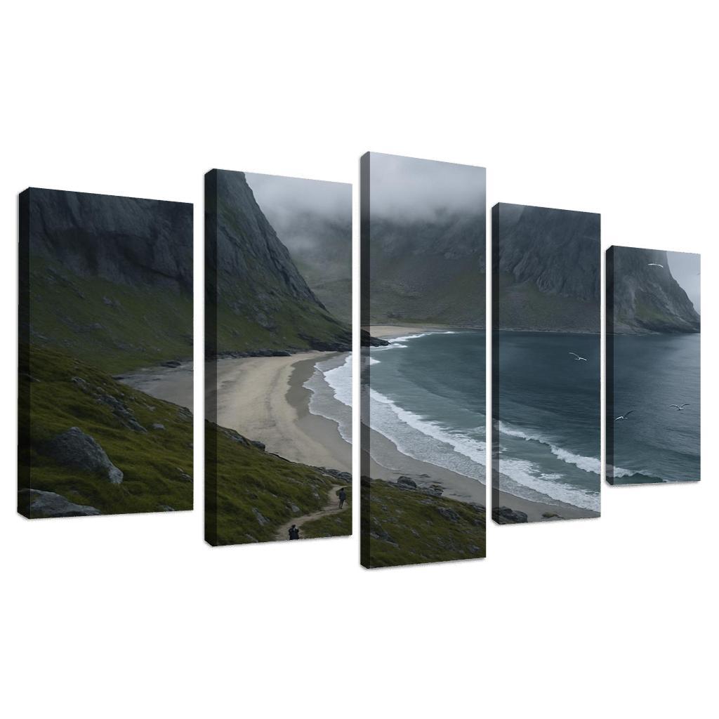 Kvalvika Fjord Cove Beach Trek custom paintings frame