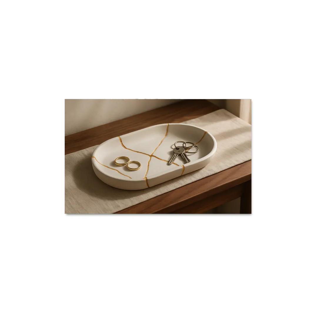 Kintsugi Inspired Resin And Porcelain Catchall Tray art trends