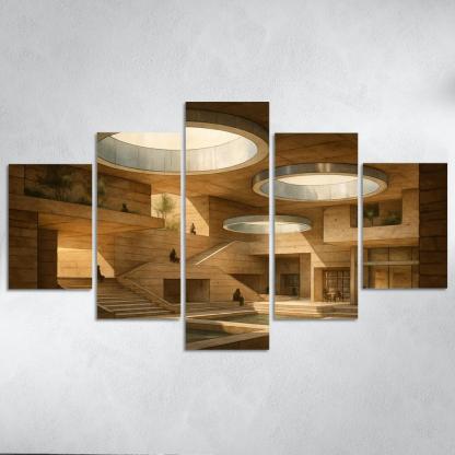 Subterranean Light Wells Civic Labyrinth abstract paintings frame