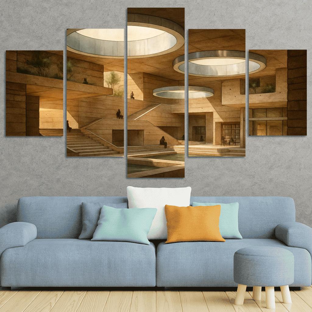 Subterranean Light Wells Civic Labyrinth abstract paintings frame