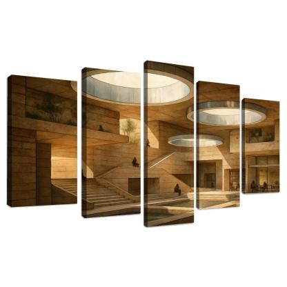 Subterranean Light Wells Civic Labyrinth abstract paintings frame