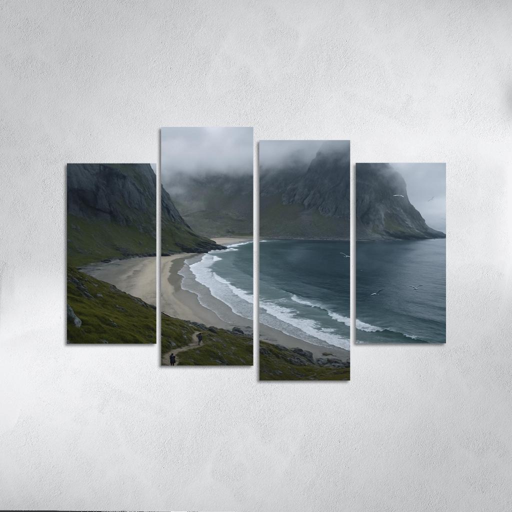 Kvalvika Fjord Cove Beach Trek custom paintings frame