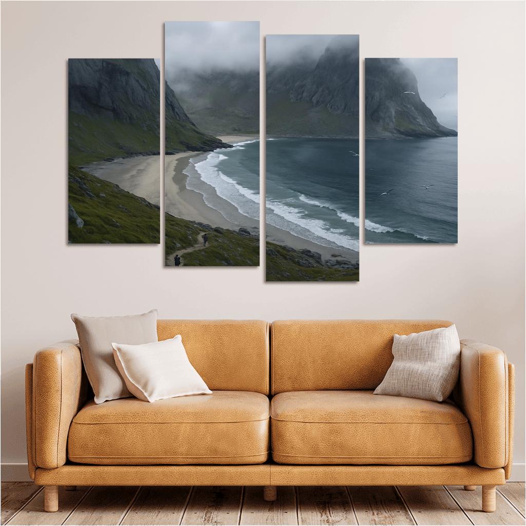 Kvalvika Fjord Cove Beach Trek custom paintings frame