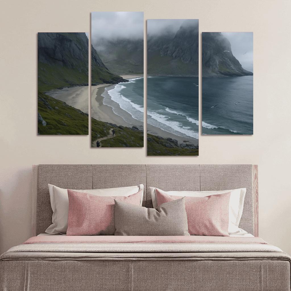 Kvalvika Fjord Cove Beach Trek custom paintings frame
