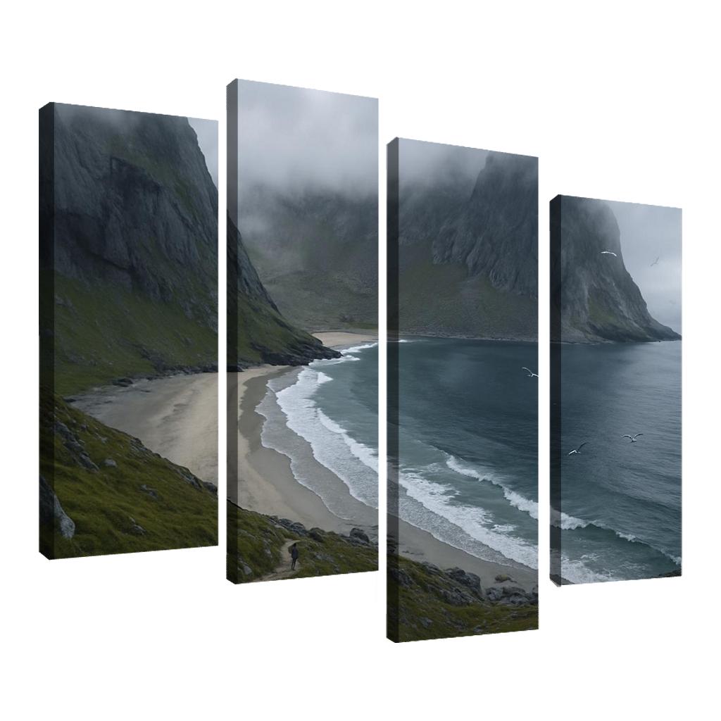 Kvalvika Fjord Cove Beach Trek custom paintings frame