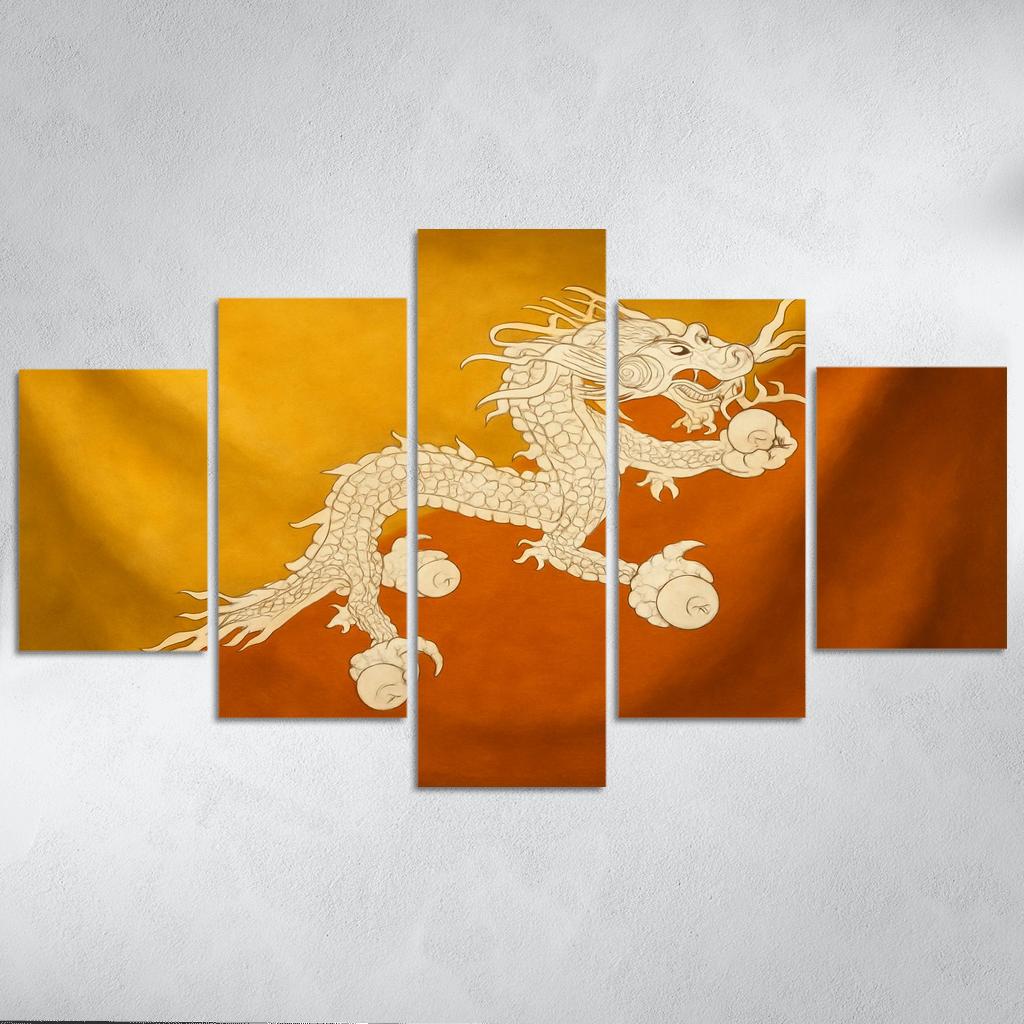 Thunder Dragon Heraldry The Flag Of Bhutan Reimagined oil paintings frame