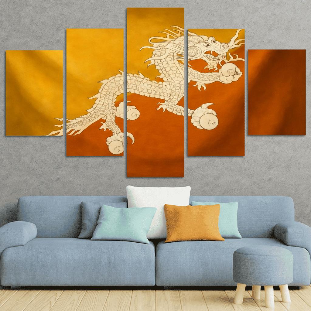 Thunder Dragon Heraldry The Flag Of Bhutan Reimagined oil paintings frame