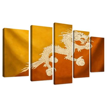 Thunder Dragon Heraldry The Flag Of Bhutan Reimagined oil paintings frame