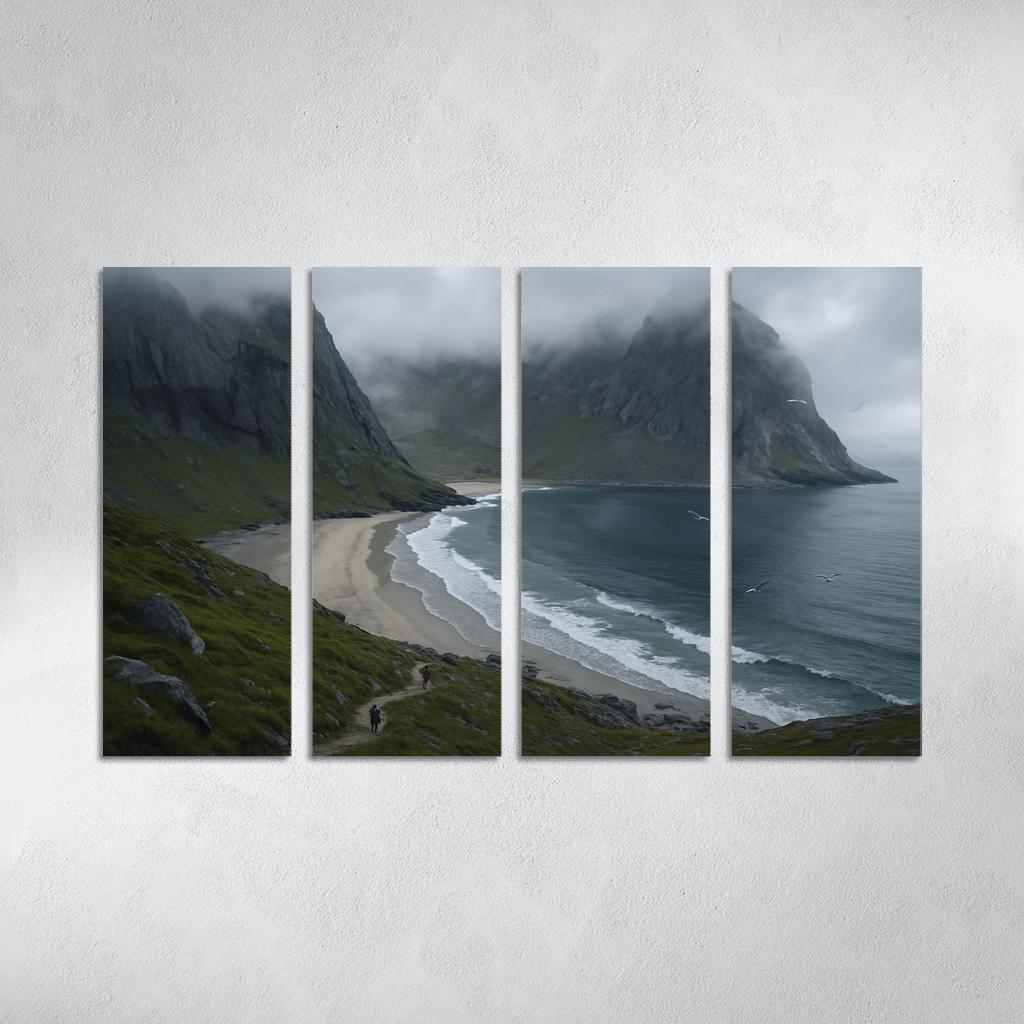 Kvalvika Fjord Cove Beach Trek custom paintings frame