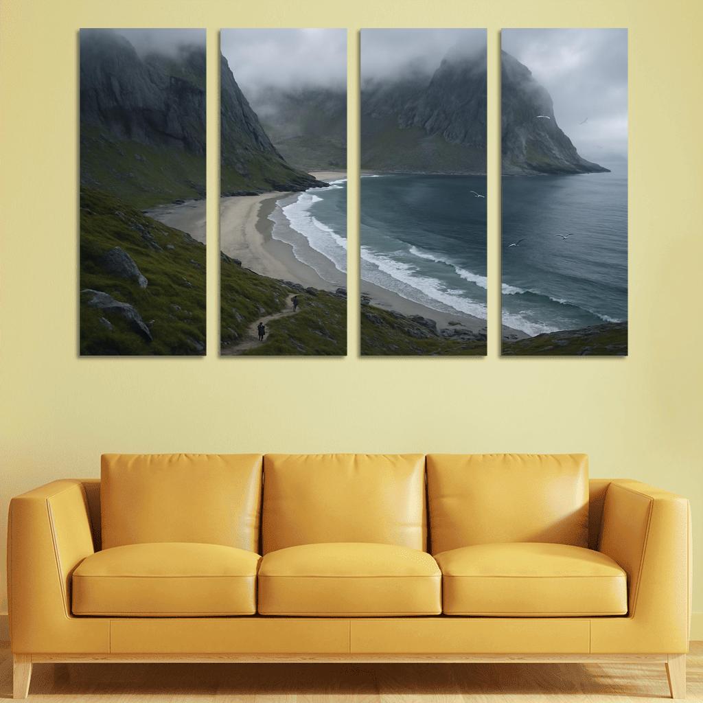 Kvalvika Fjord Cove Beach Trek custom paintings frame