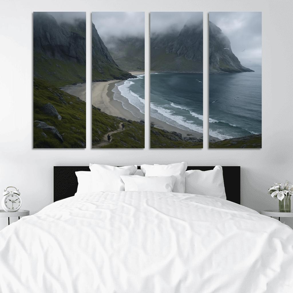 Kvalvika Fjord Cove Beach Trek custom paintings frame