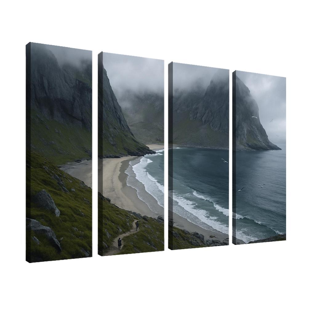 Kvalvika Fjord Cove Beach Trek custom paintings frame