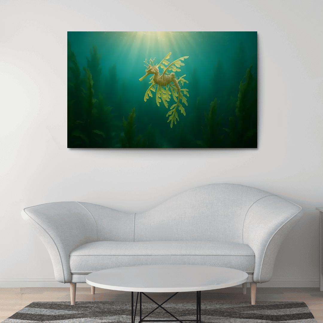 The Luminous Leafy Seadragon Among Kelp Forests home decor