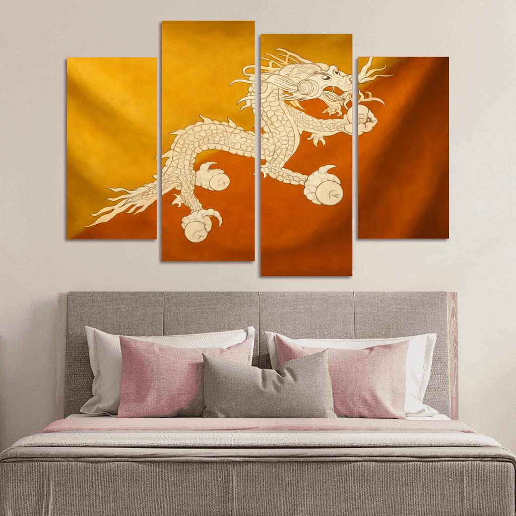 Thunder Dragon Heraldry The Flag Of Bhutan Reimagined oil paintings frame