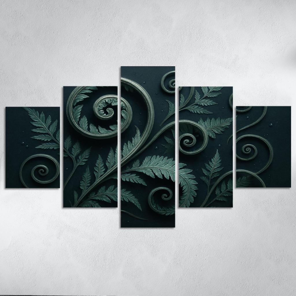 Moonlit Fern Scrollwork And Silver Dew wall decor