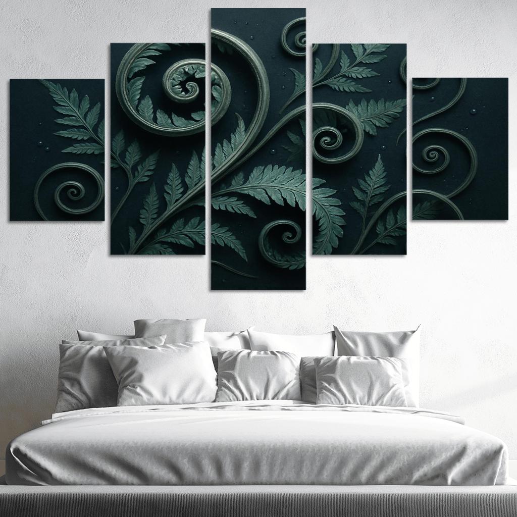 Moonlit Fern Scrollwork And Silver Dew wall decor
