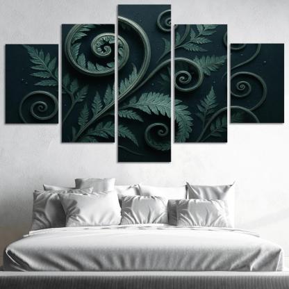 Moonlit Fern Scrollwork And Silver Dew wall decor