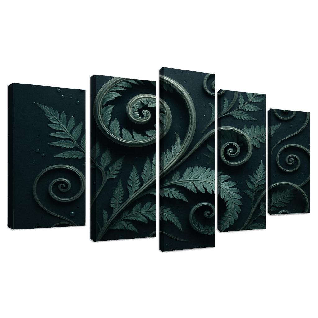 Moonlit Fern Scrollwork And Silver Dew wall decor