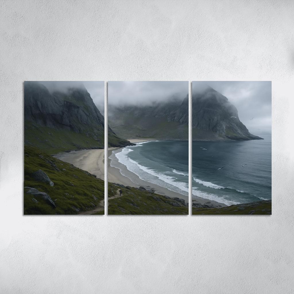 Kvalvika Fjord Cove Beach Trek custom paintings frame