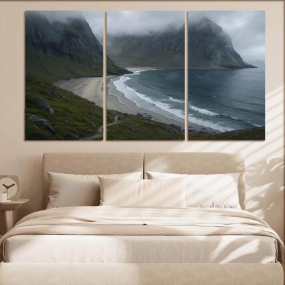 Kvalvika Fjord Cove Beach Trek custom paintings frame