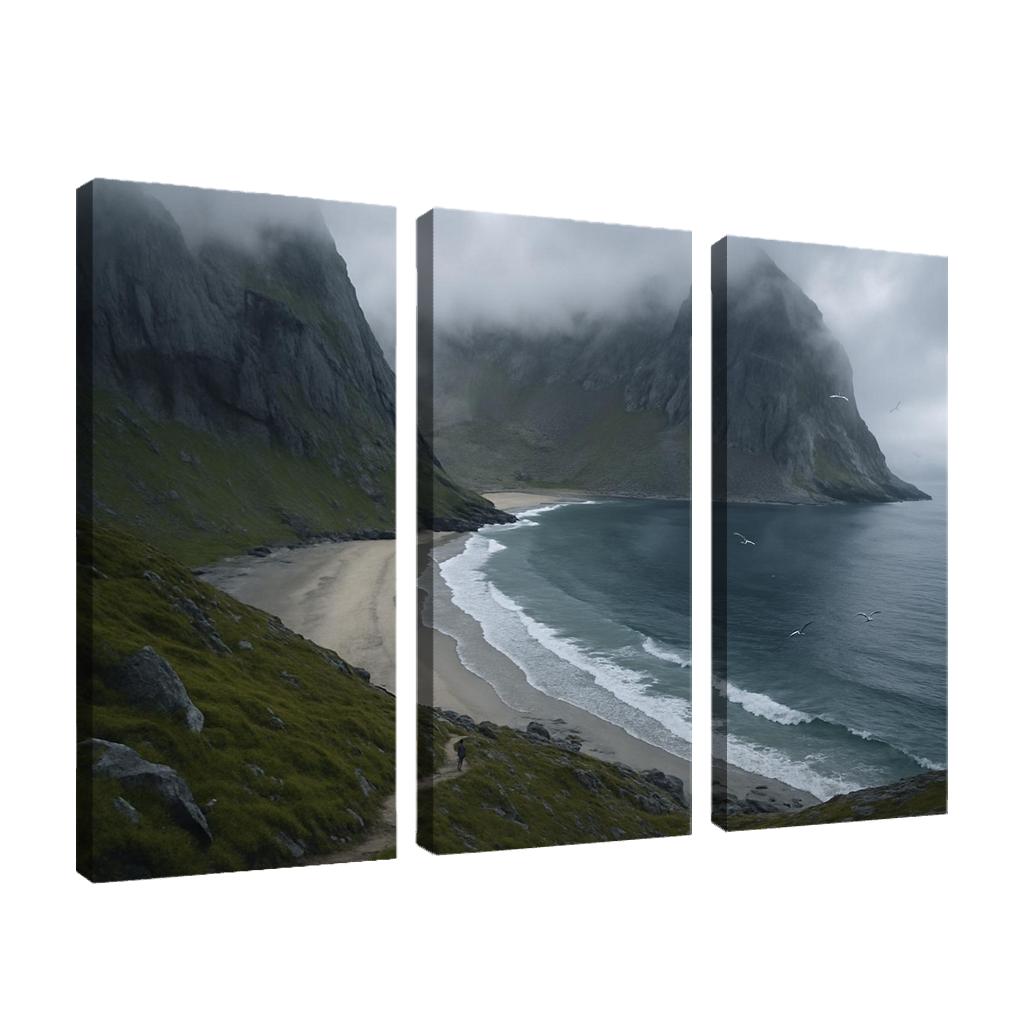 Kvalvika Fjord Cove Beach Trek custom paintings frame