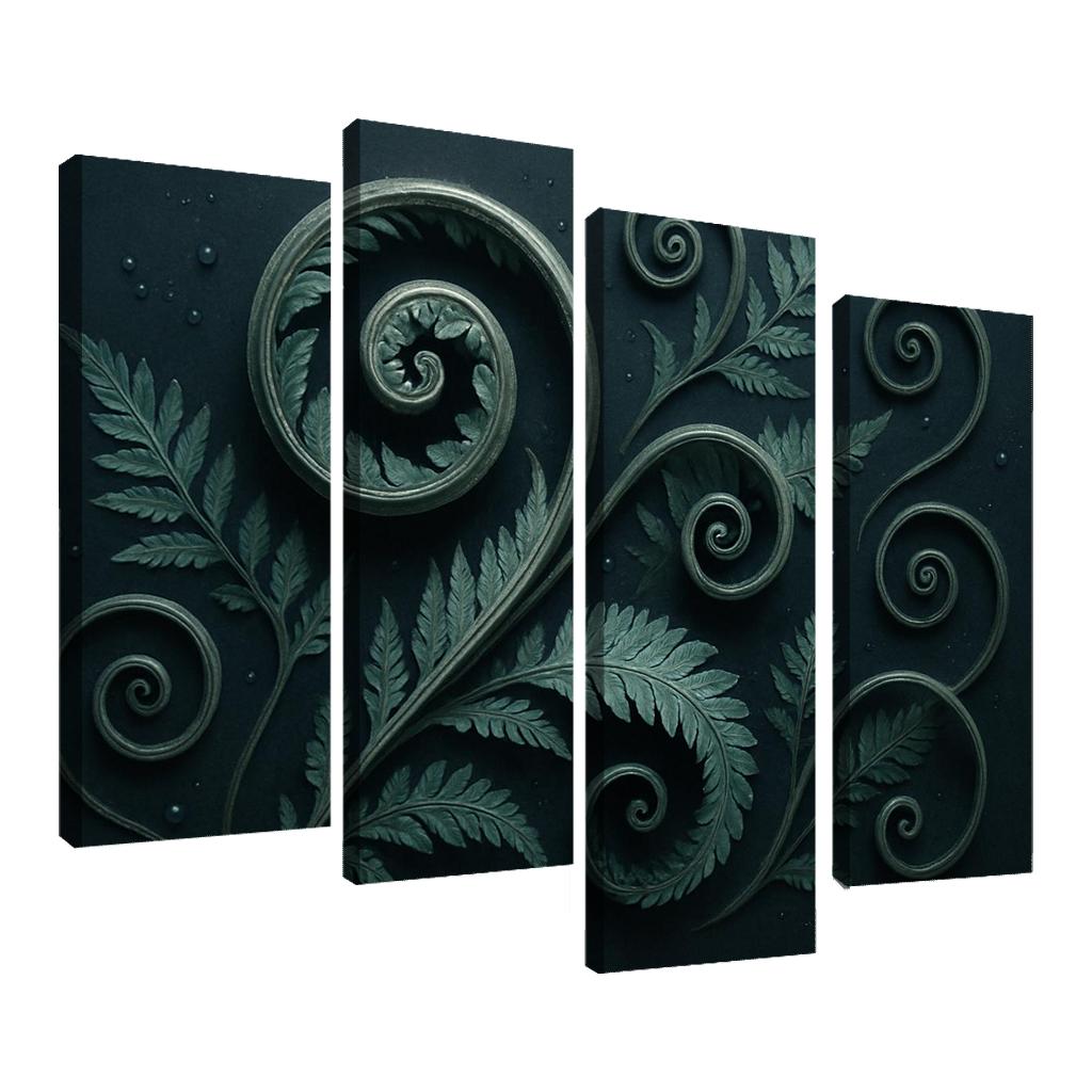 Moonlit Fern Scrollwork And Silver Dew wall decor