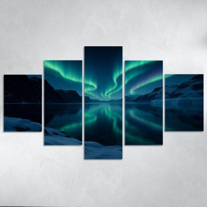 Aurora Reflections On A Frozen Fjord framed paintings