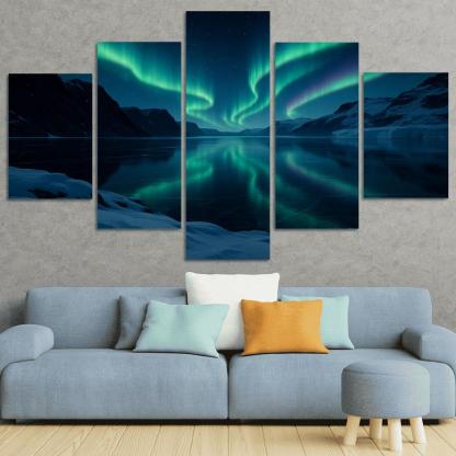 Aurora Reflections On A Frozen Fjord framed paintings