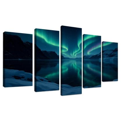 Aurora Reflections On A Frozen Fjord framed paintings