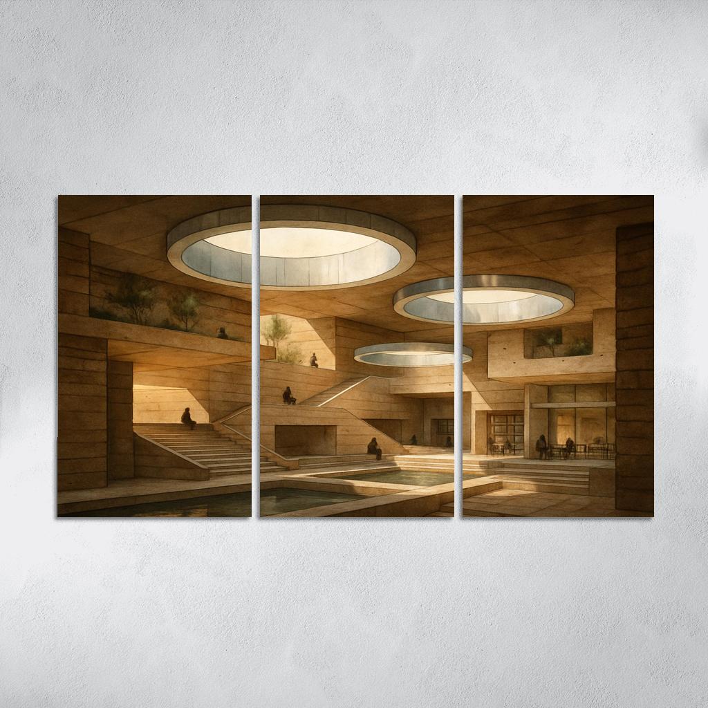 Subterranean Light Wells Civic Labyrinth abstract paintings frame