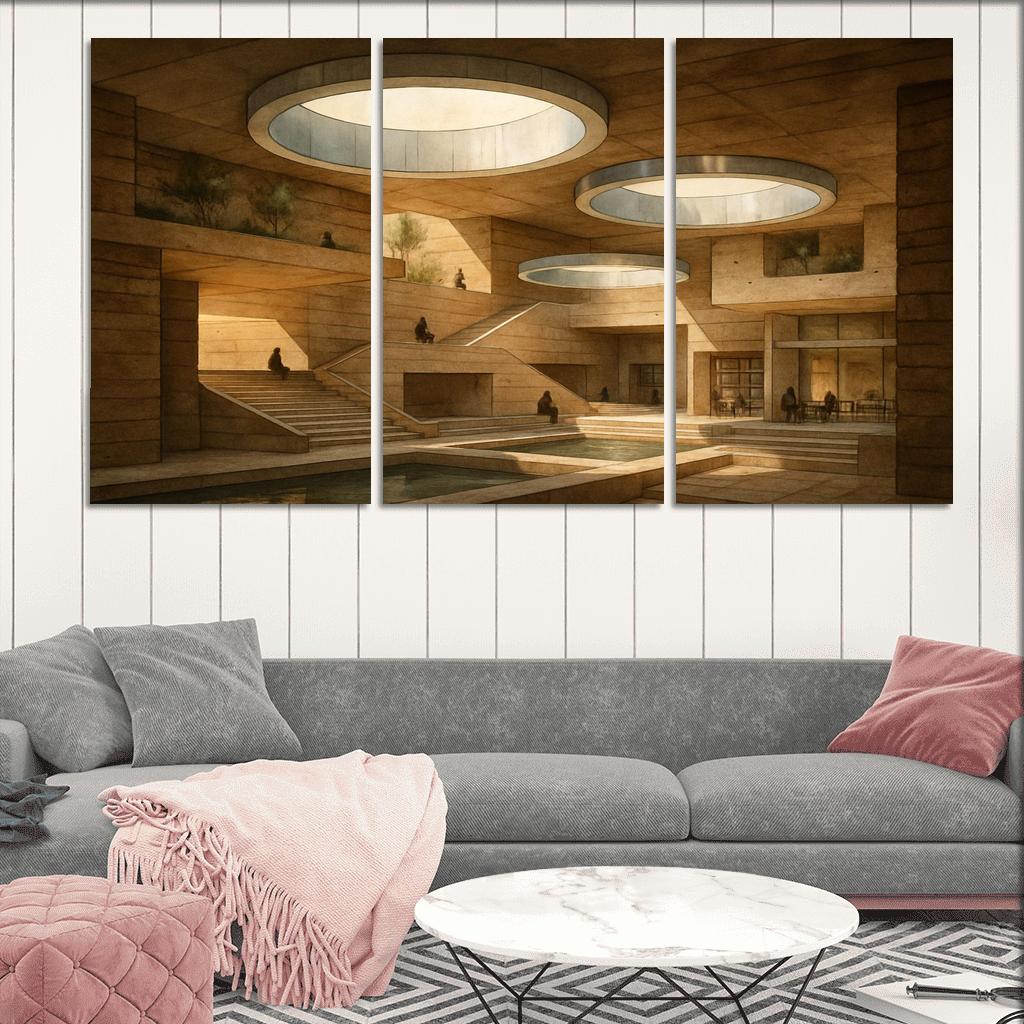 Subterranean Light Wells Civic Labyrinth abstract paintings frame