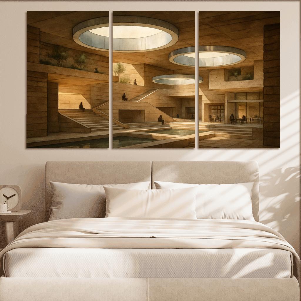 Subterranean Light Wells Civic Labyrinth abstract paintings frame