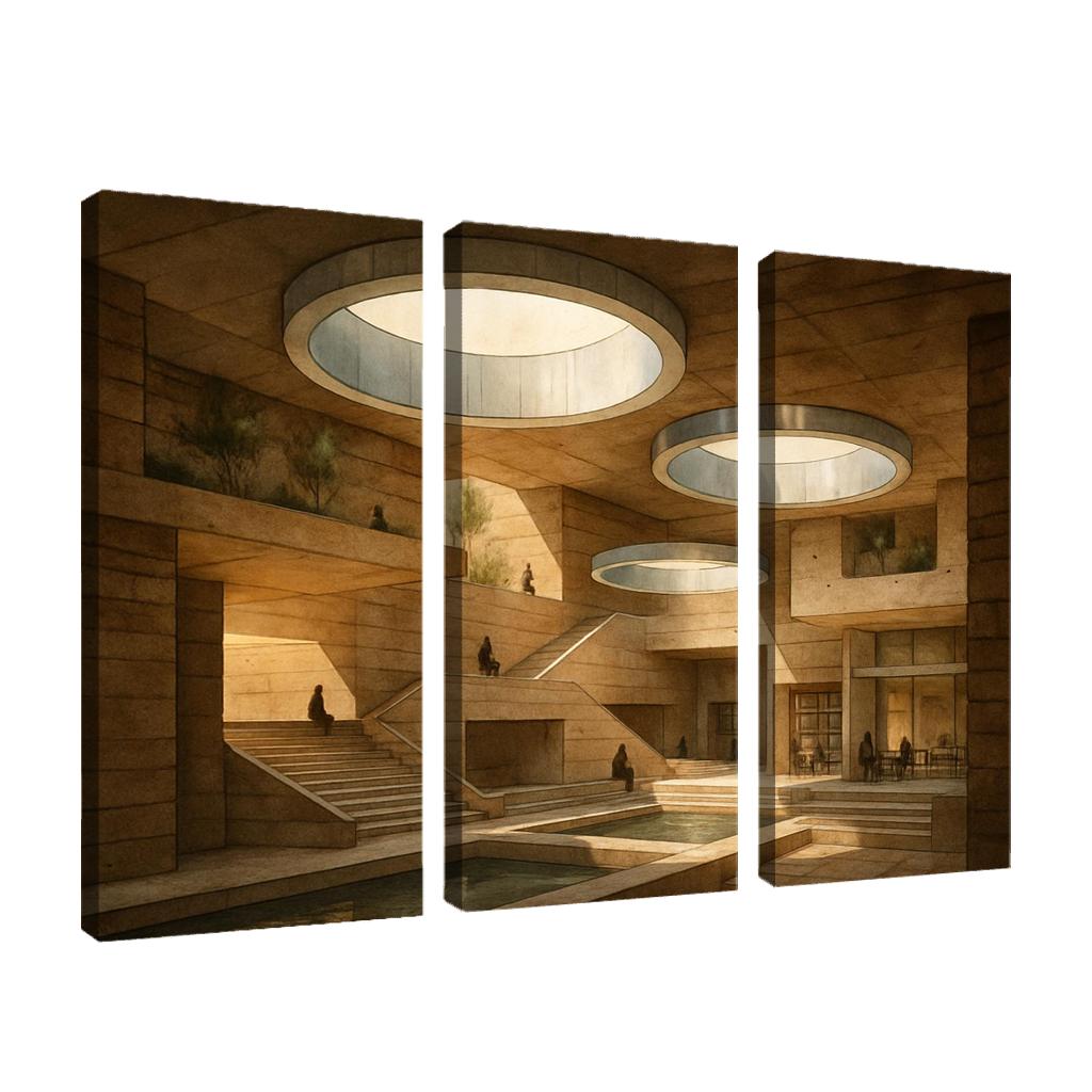 Subterranean Light Wells Civic Labyrinth abstract paintings frame