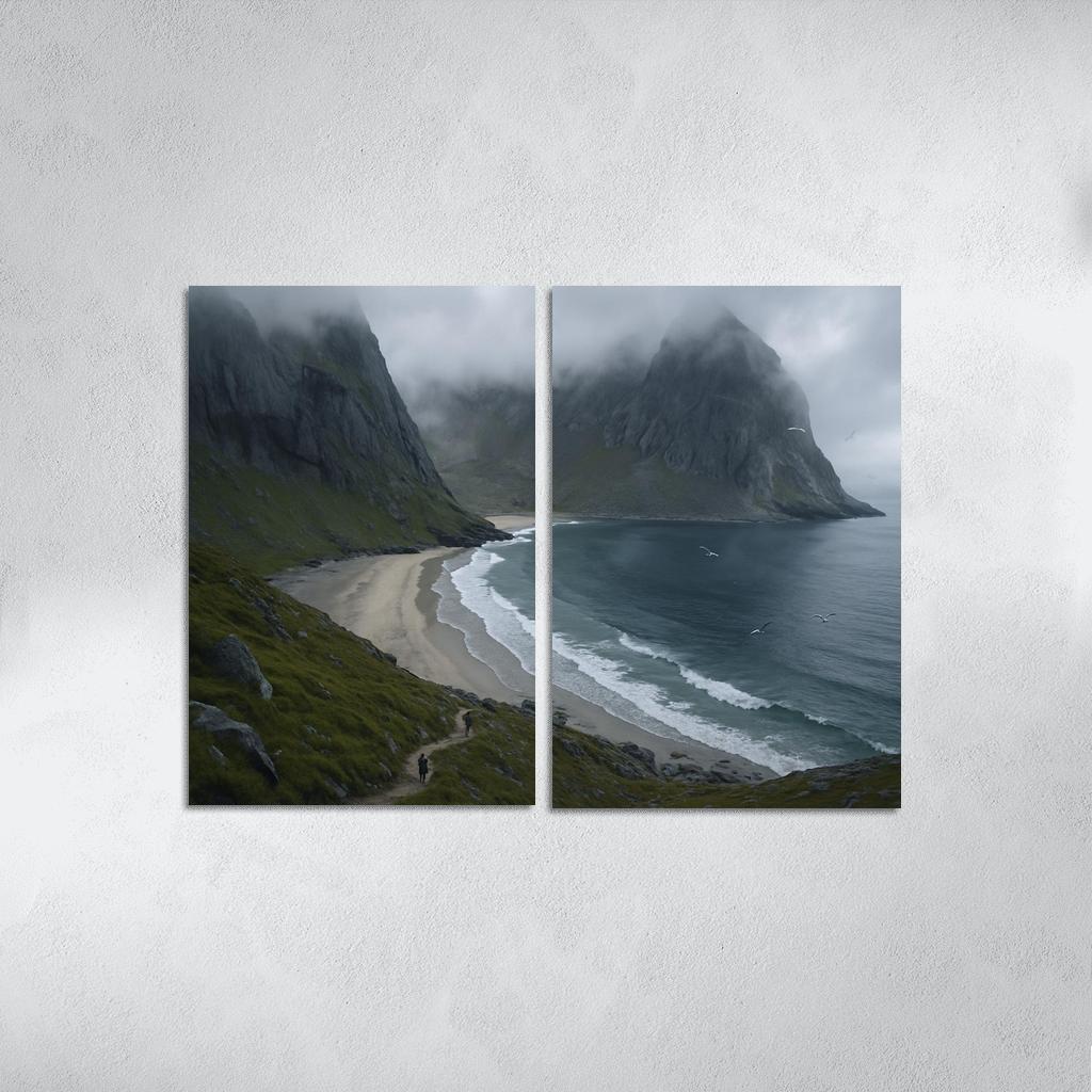 Kvalvika Fjord Cove Beach Trek custom paintings frame