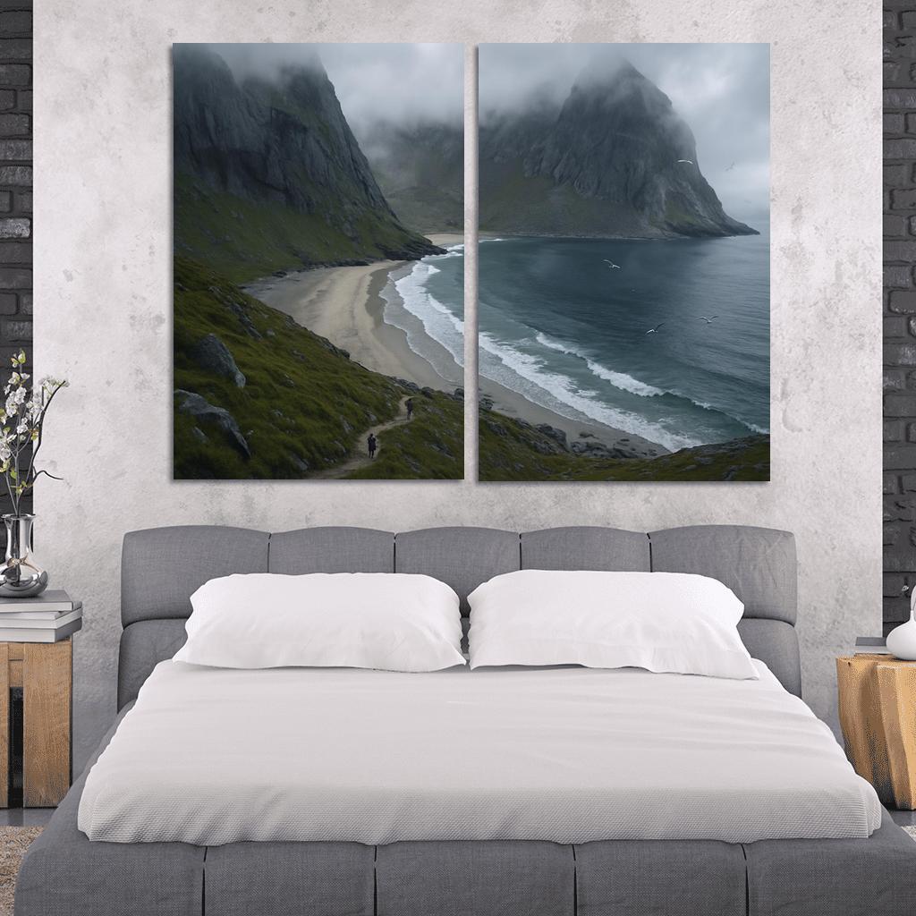 Kvalvika Fjord Cove Beach Trek custom paintings frame