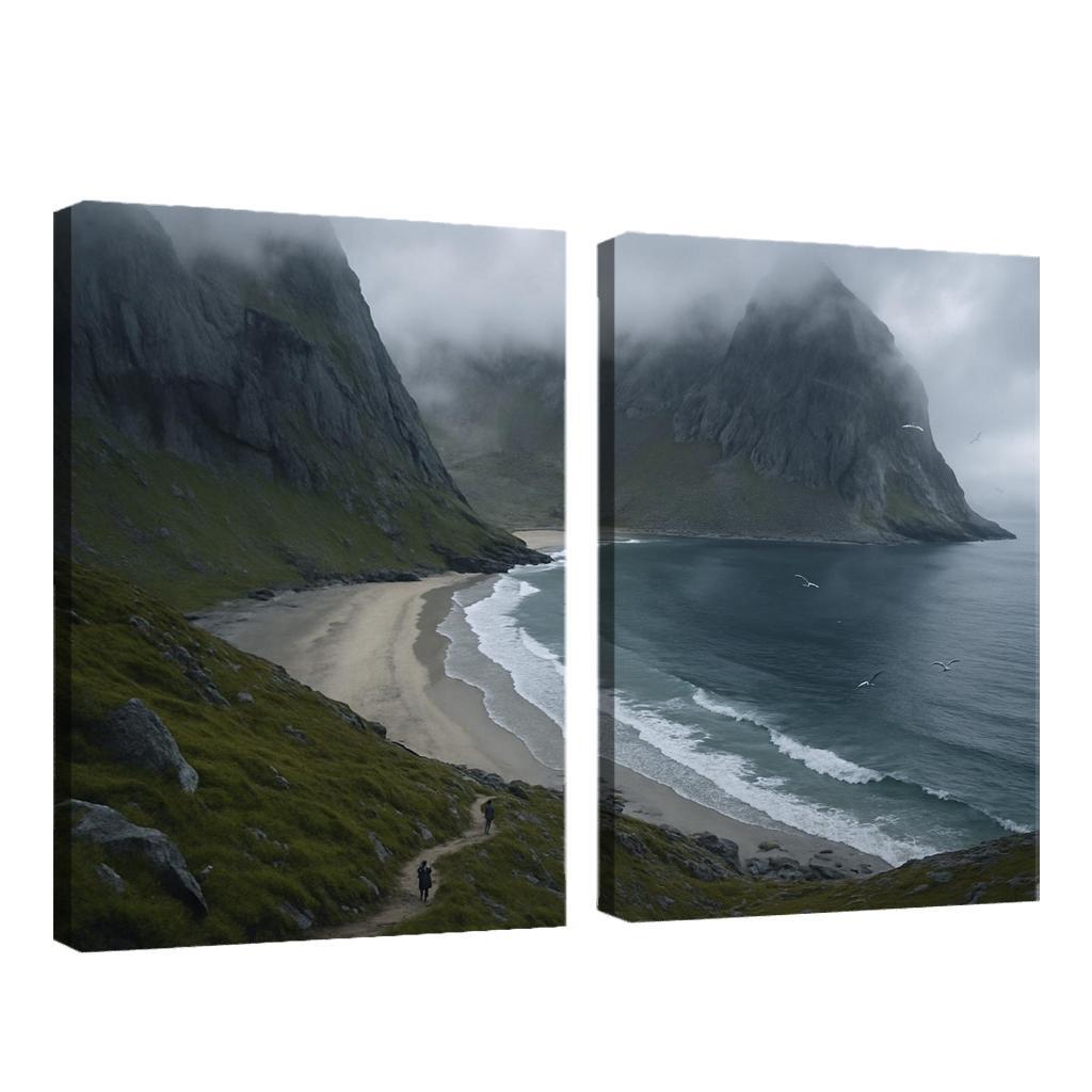Kvalvika Fjord Cove Beach Trek custom paintings frame
