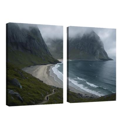 Kvalvika Fjord Cove Beach Trek custom paintings frame