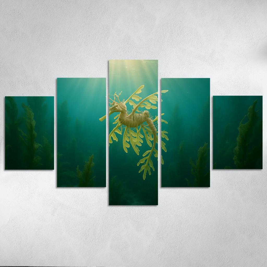 The Luminous Leafy Seadragon Among Kelp Forests home decor