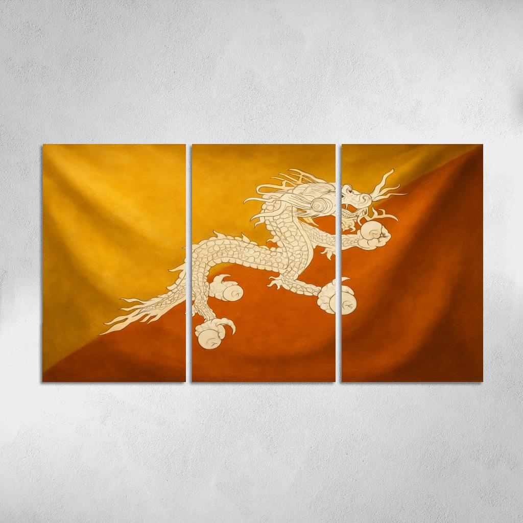 Thunder Dragon Heraldry The Flag Of Bhutan Reimagined oil paintings frame