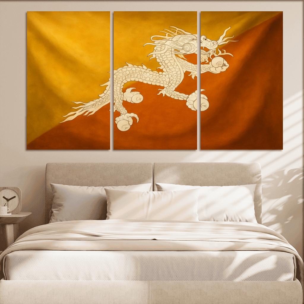 Thunder Dragon Heraldry The Flag Of Bhutan Reimagined oil paintings frame