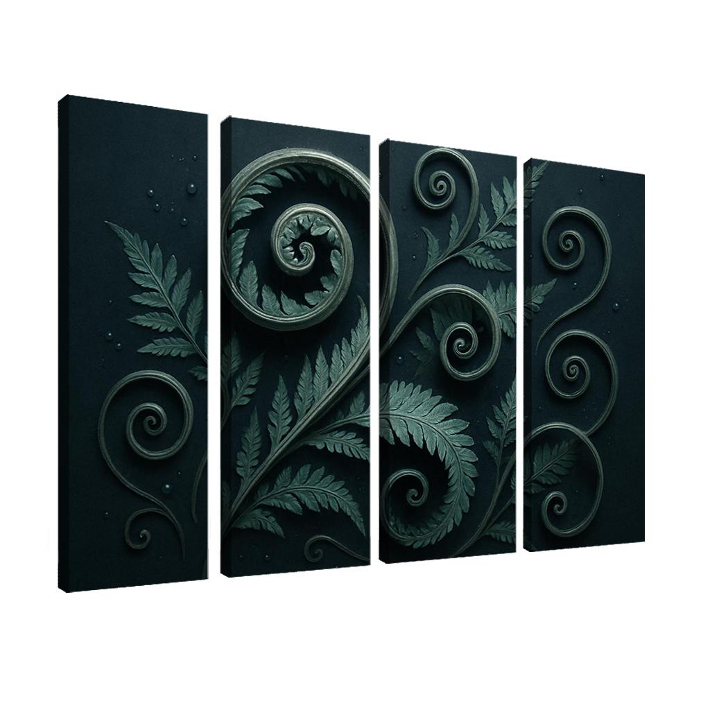 Moonlit Fern Scrollwork And Silver Dew wall decor